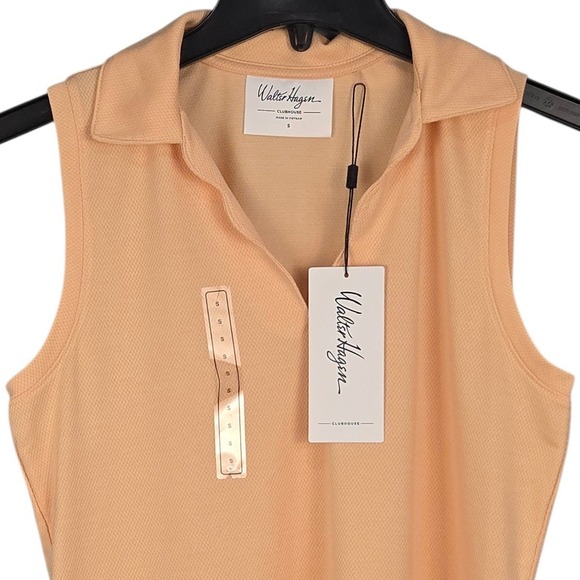 Walter Hagen Tops - Walter Hagen Sleeveless Golf Polo Womens Small Orange Peach Scallop Neck NWT
